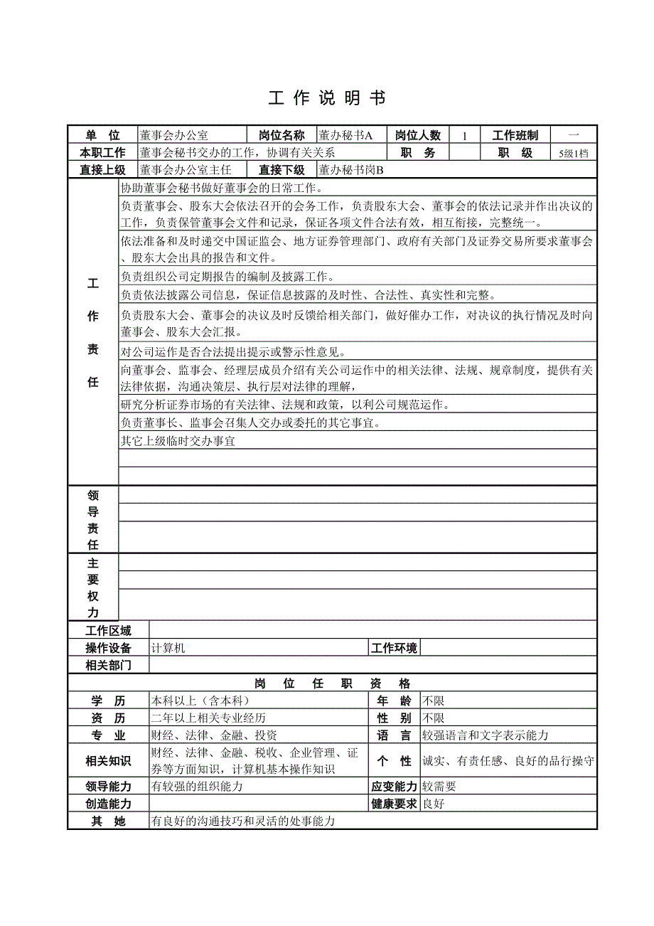 董事会办公室工作说明书_第2页