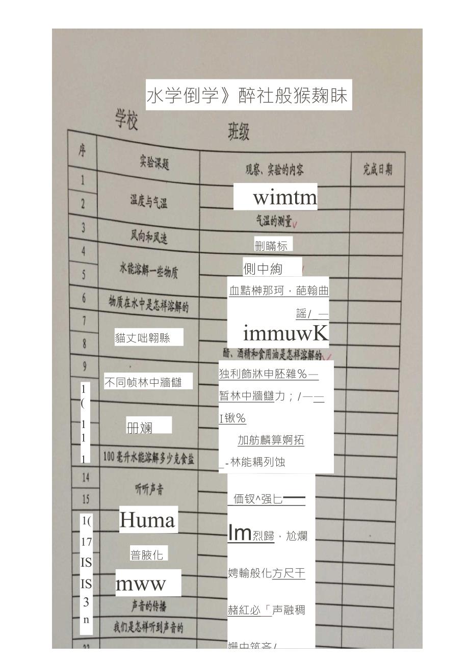 教科版四年级科学上册实验记录单(含完整活动记录)_第1页