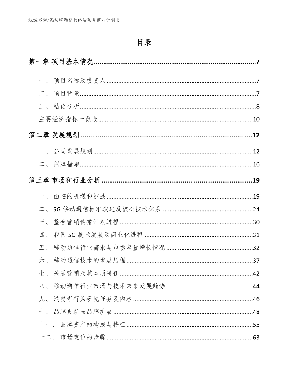 潍坊移动通信终端项目商业计划书_模板范文_第2页