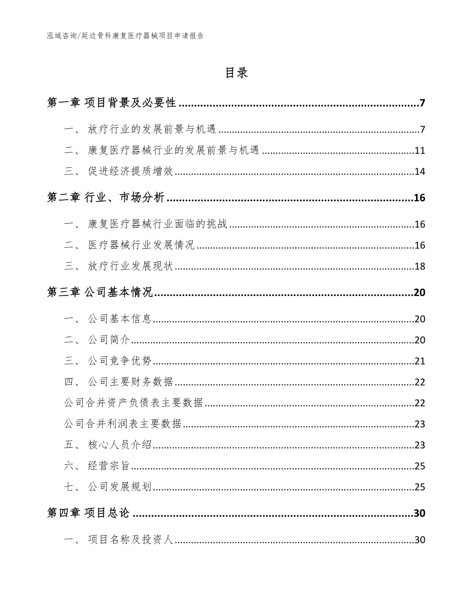 延边骨科康复医疗器械项目申请报告_模板参考_第1页