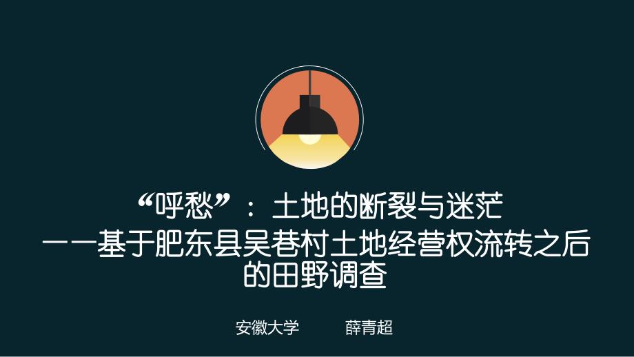 呼愁土地的断裂与迷茫基于肥东县吴巷村土地经营权流转之后的田野调查课件_第1页