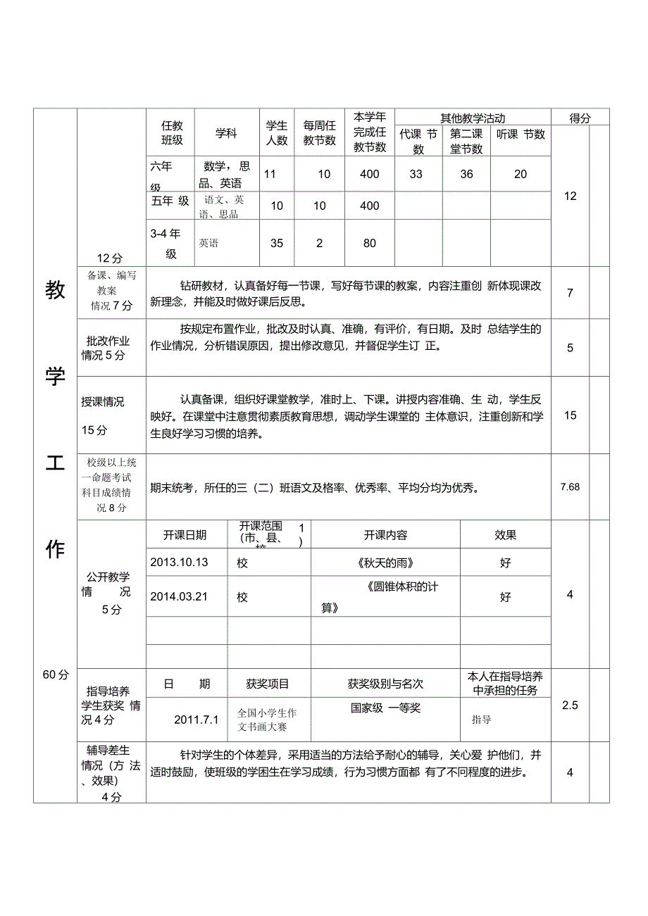 福建省中小学教师职务考评登记表_第3页