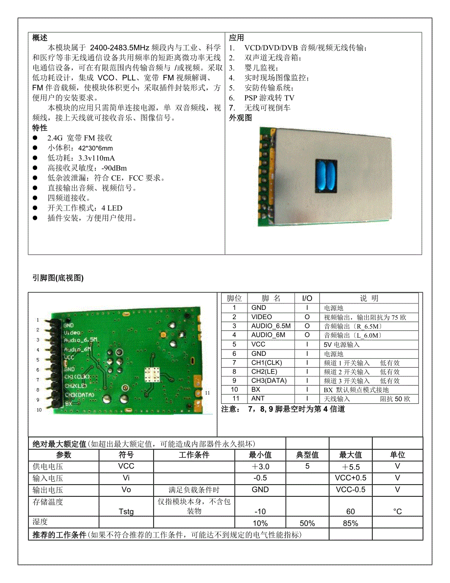 24G无线影音接收模快(RX-24G-1))_第2页