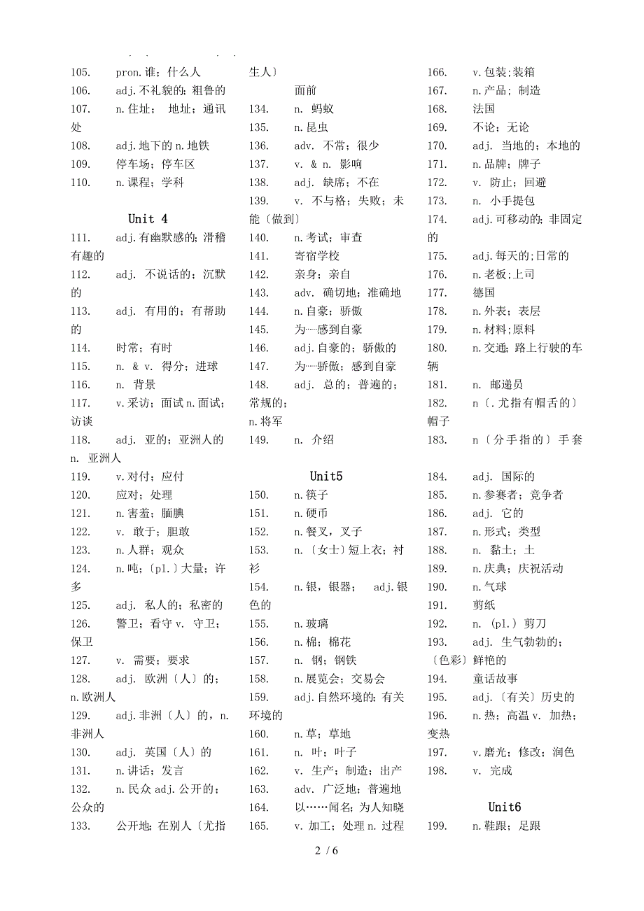 新版人教版九年级英语单词汉语版_第2页