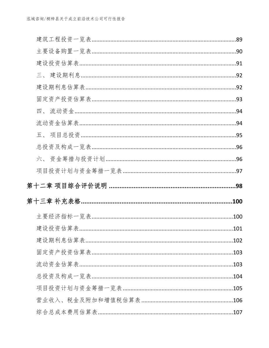 桐梓县关于成立前沿技术公司可行性报告模板范本_第5页