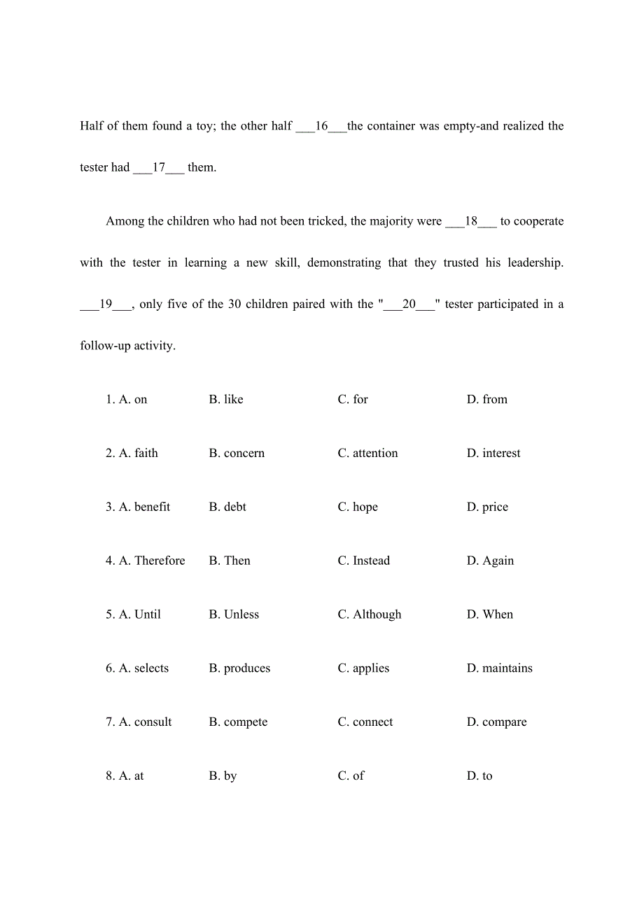 2023年四级难度英语完形填空一篇带答案解析.docx_第2页