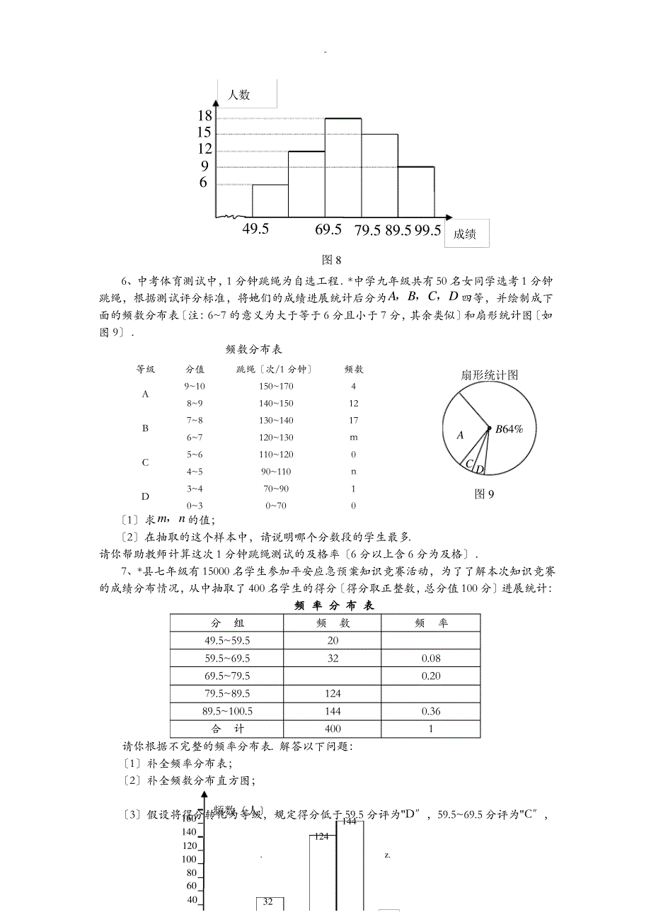 初一数学频数分布表和频数分布直方图练习题_第2页