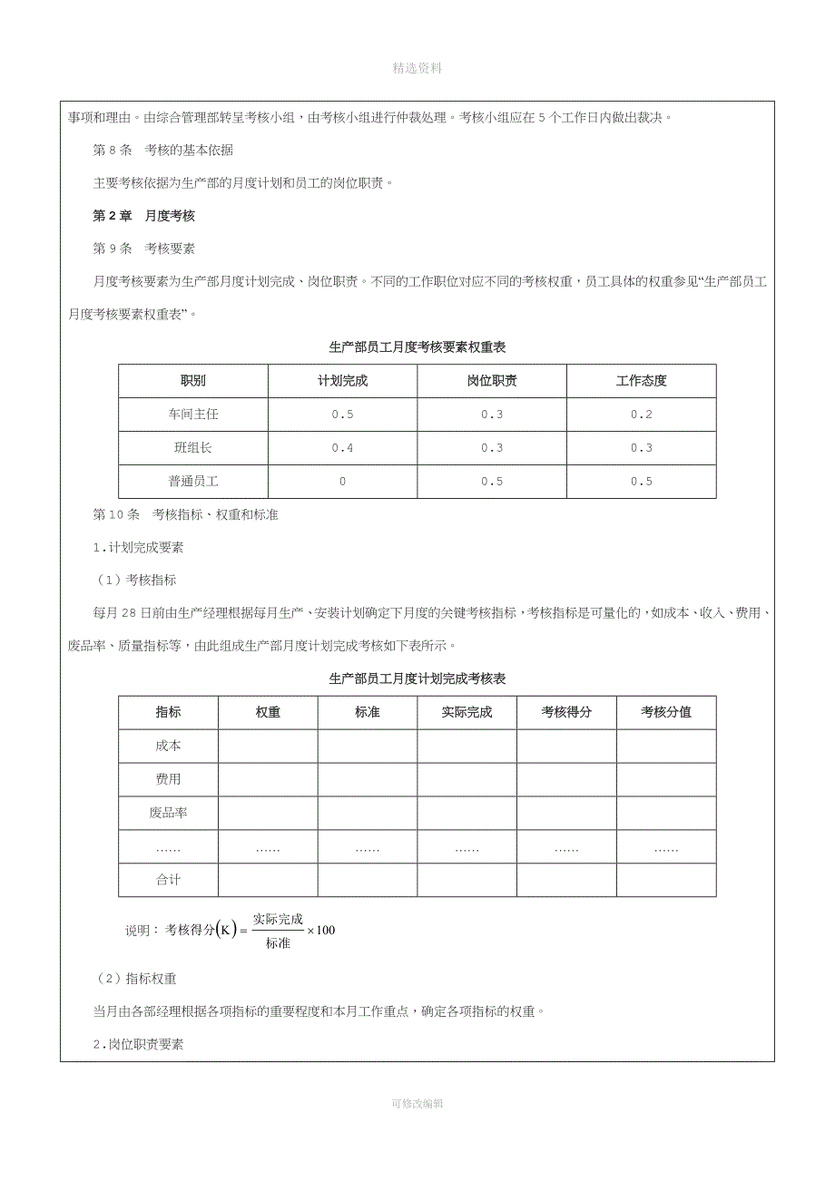 化工企业生产车间绩效考核制度范本.doc_第2页