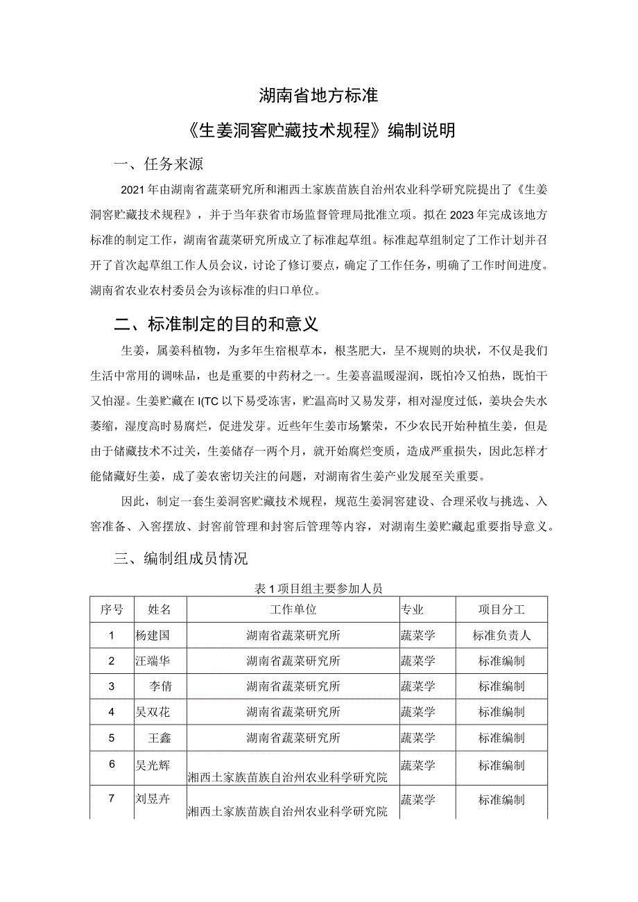 《生姜洞窖贮藏技术规程》编制说明_第1页