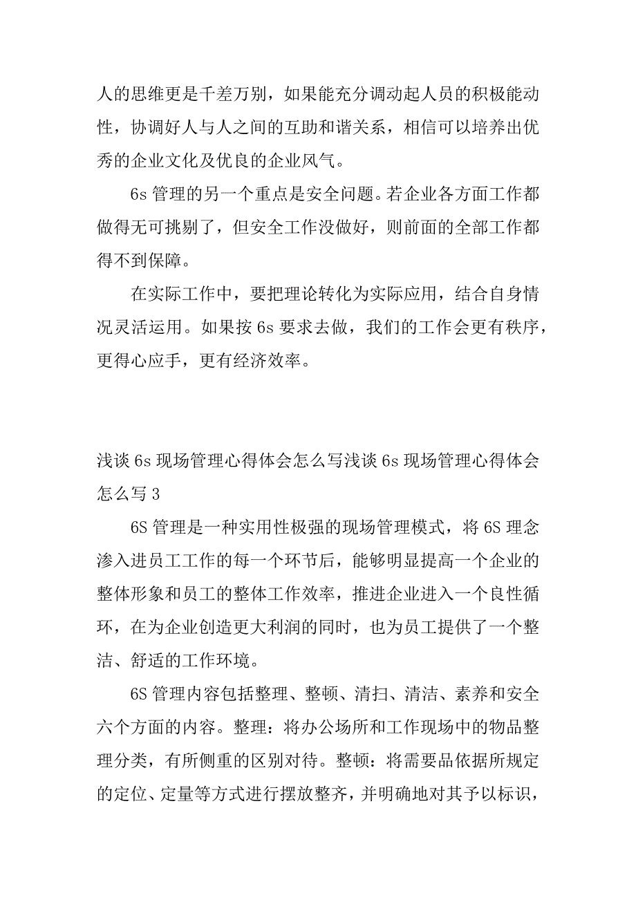 浅谈6s现场管理心得体会怎么写3篇(6s是现场管理的基础)_第5页