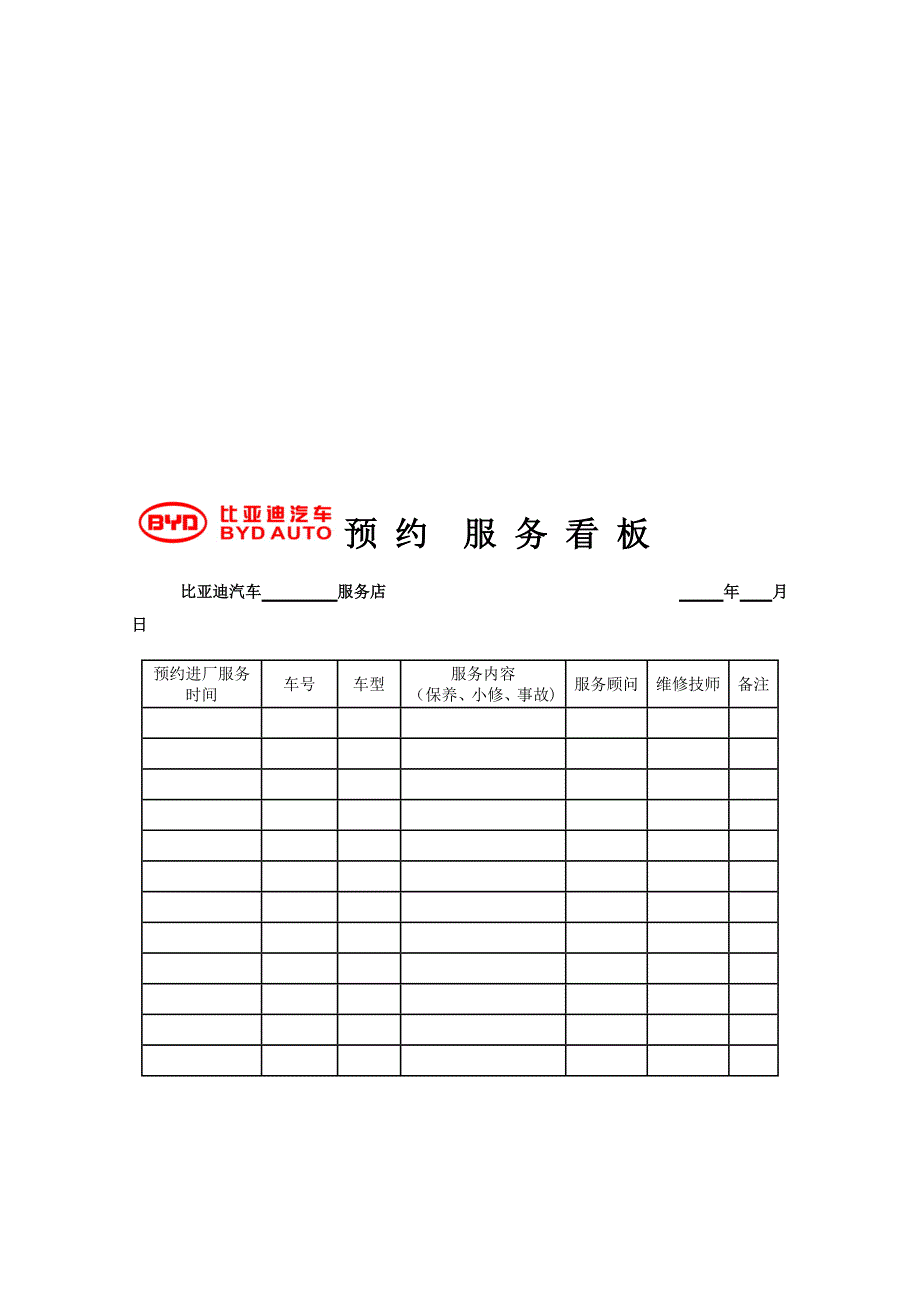 汽车维修预约登记表_第3页