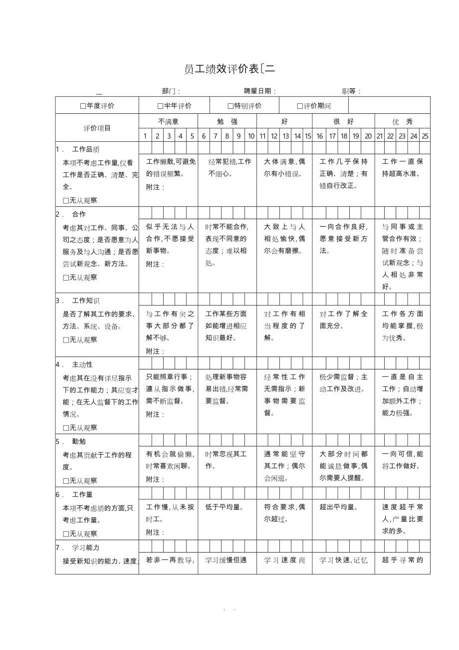 绩效考核表格大全_第3页