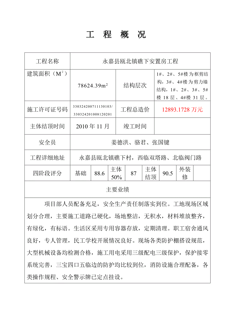 温州市市建筑安全文明施工标准化工地申请表_第4页