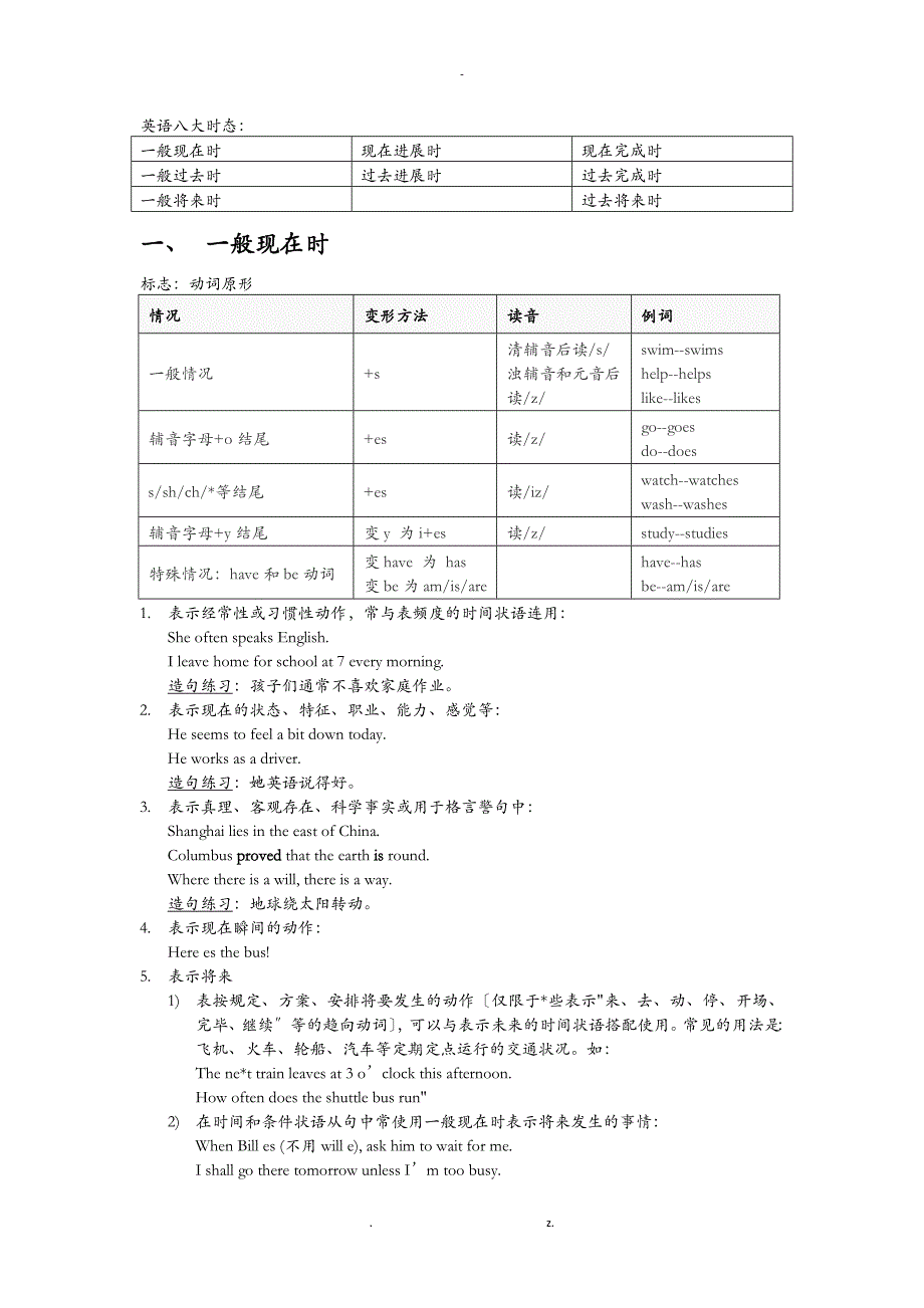 初中英语：八大时态讲解_第1页