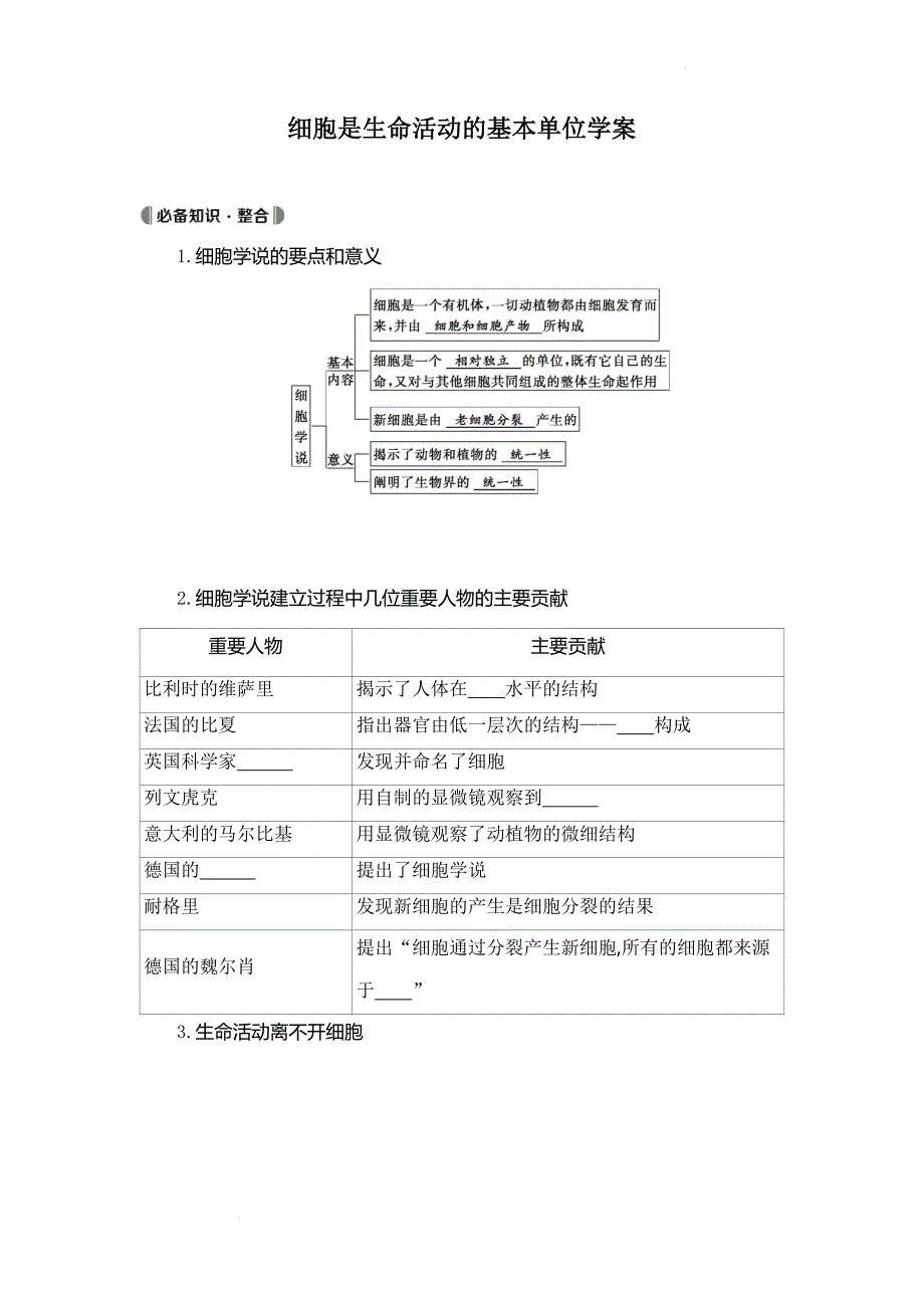 高三生物一轮复习细胞是生命活动的基本单位学案.docx_第1页