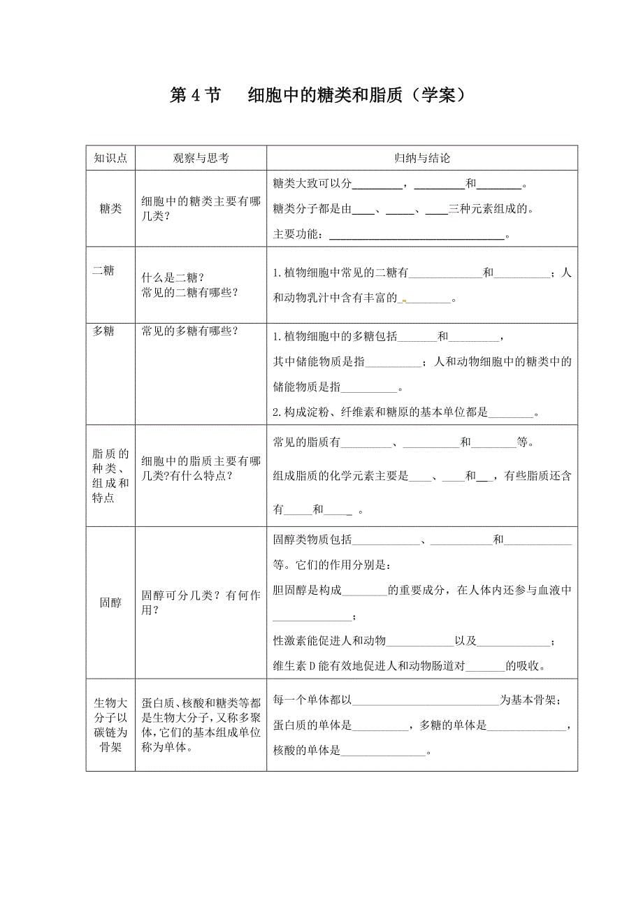 细胞中的糖类和脂质教案.doc_第5页