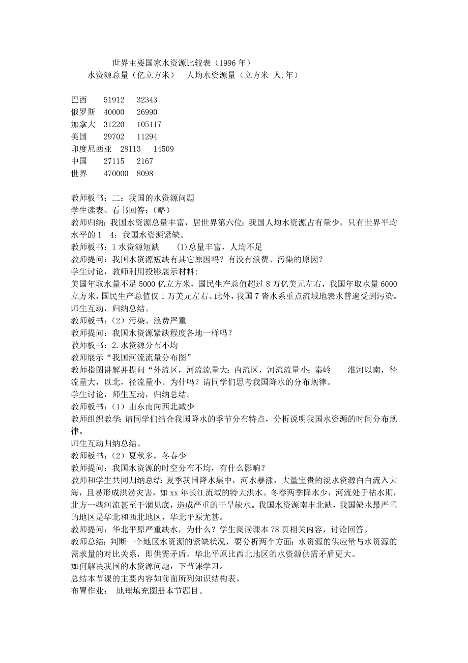 八年级地理上册 3.3 水资源教案 新人教版_第3页