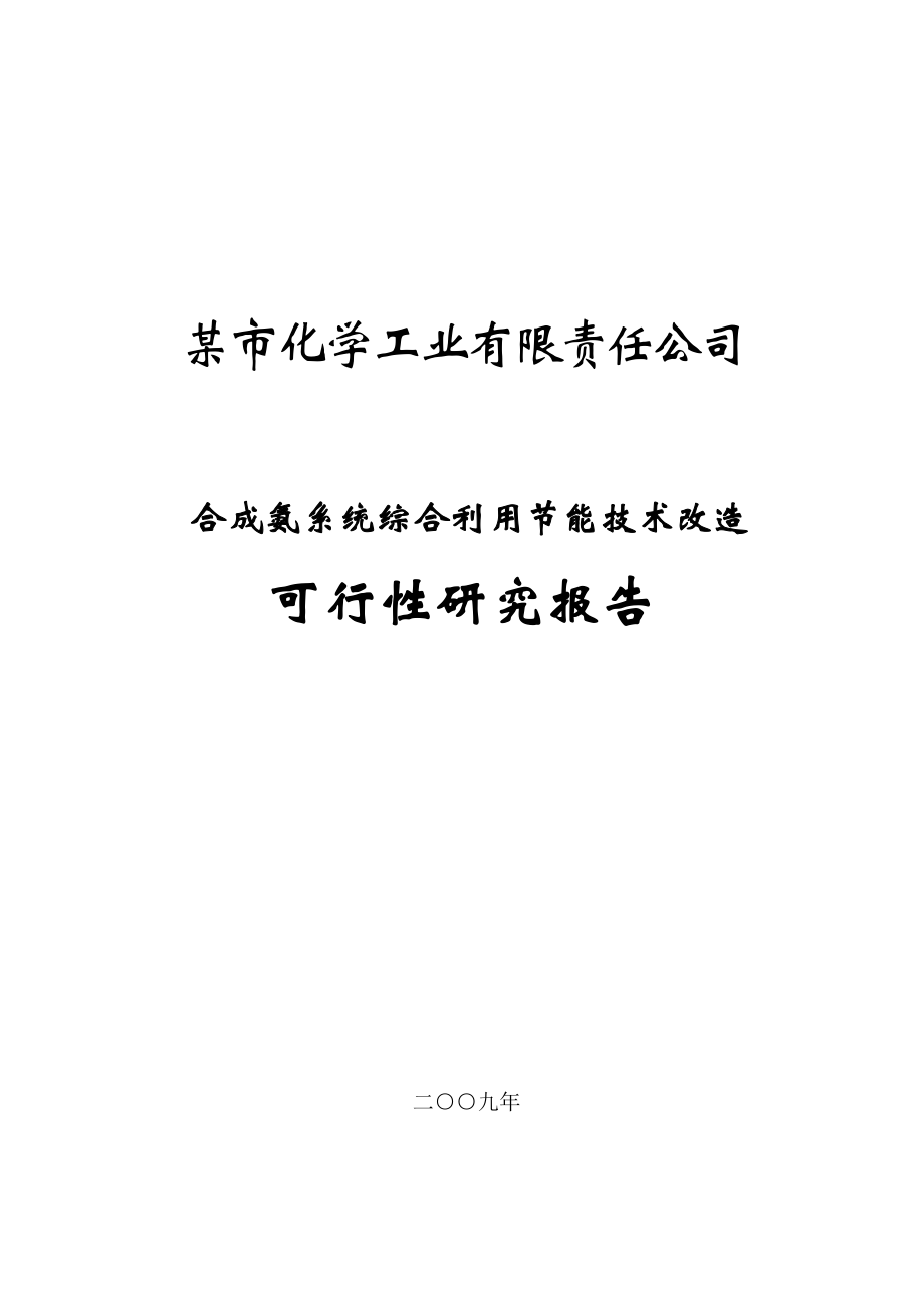 某市化学工业有限公司合成氨系统综合利用节能技术改造项目可行性策划书.doc_第1页