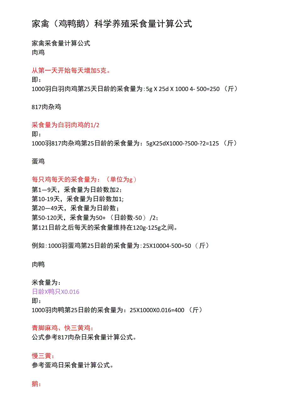 家禽科学养殖采食量计算公式_第1页