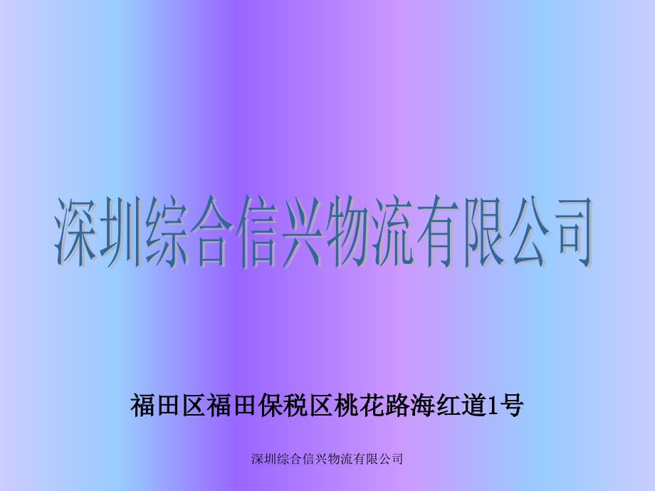 深圳综合信兴物流有限公司课件_第1页