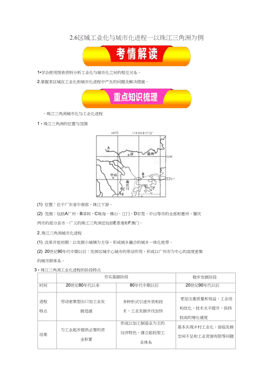 19年高考地理一轮复习精品导学案：(必修Ⅲ)专题2.6区域工业化与城市化进程—以珠江三角洲为例(解析版)_第1页