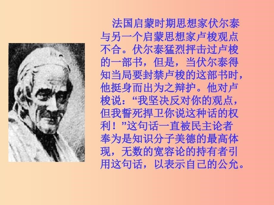 2019年九年级语文上册 第五单元 第19课《纪念伏尔泰逝世一百周年的演说》课件5 沪教版五四制.ppt_第5页