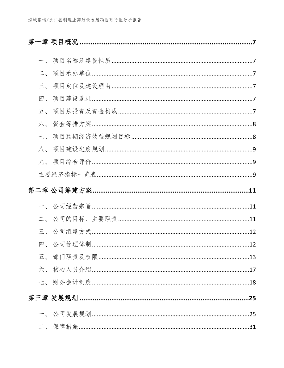 永仁县制造业高质量发展项目可行性分析报告_模板范文_第2页