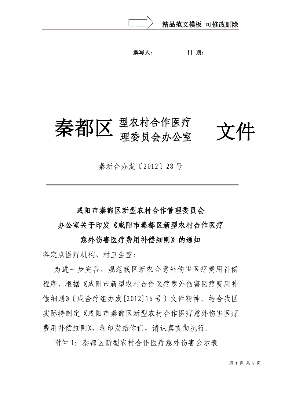 咸阳秦都区新型农村合作医疗-秦都区第一人民医院_第1页