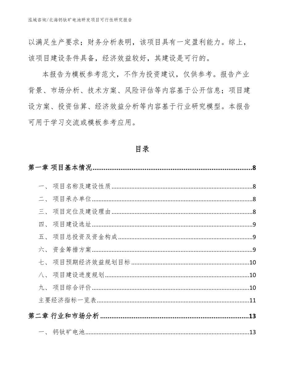 北海钙钛矿电池研发项目可行性研究报告参考范文_第3页