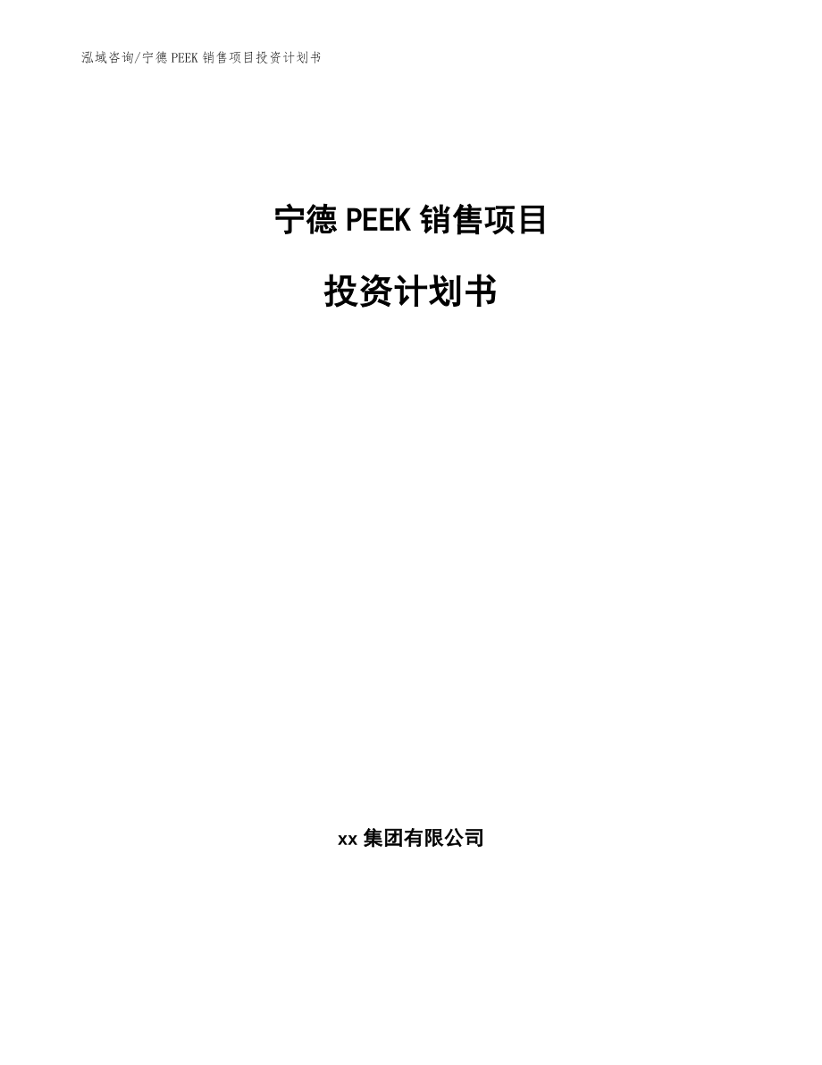 宁德PEEK销售项目投资计划书模板范本_第1页