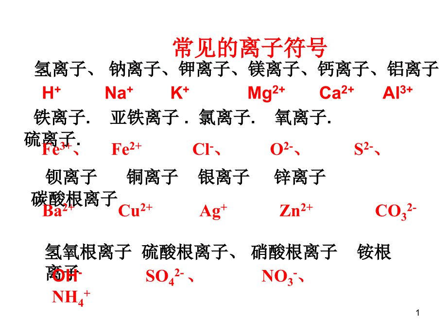 常见的离子符号化学式PPT精品文档_第1页