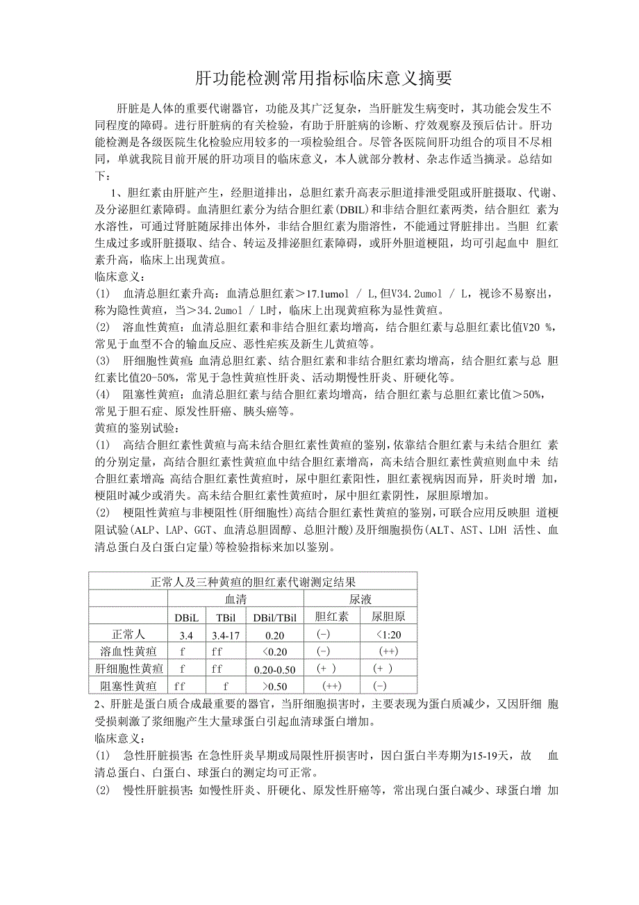 肝功能检测常用指标临床意义摘要_第1页