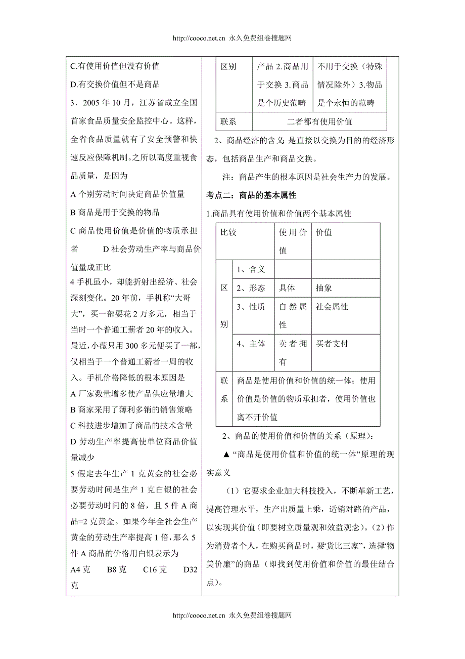 高三政治总复习第一轮《经济常识》基础理论复习教学案.doc_第4页