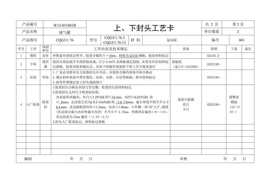 大学压力容器制造标准工艺卡_第4页