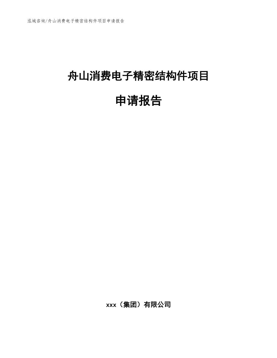 舟山消费电子精密结构件项目申请报告参考范文_第1页