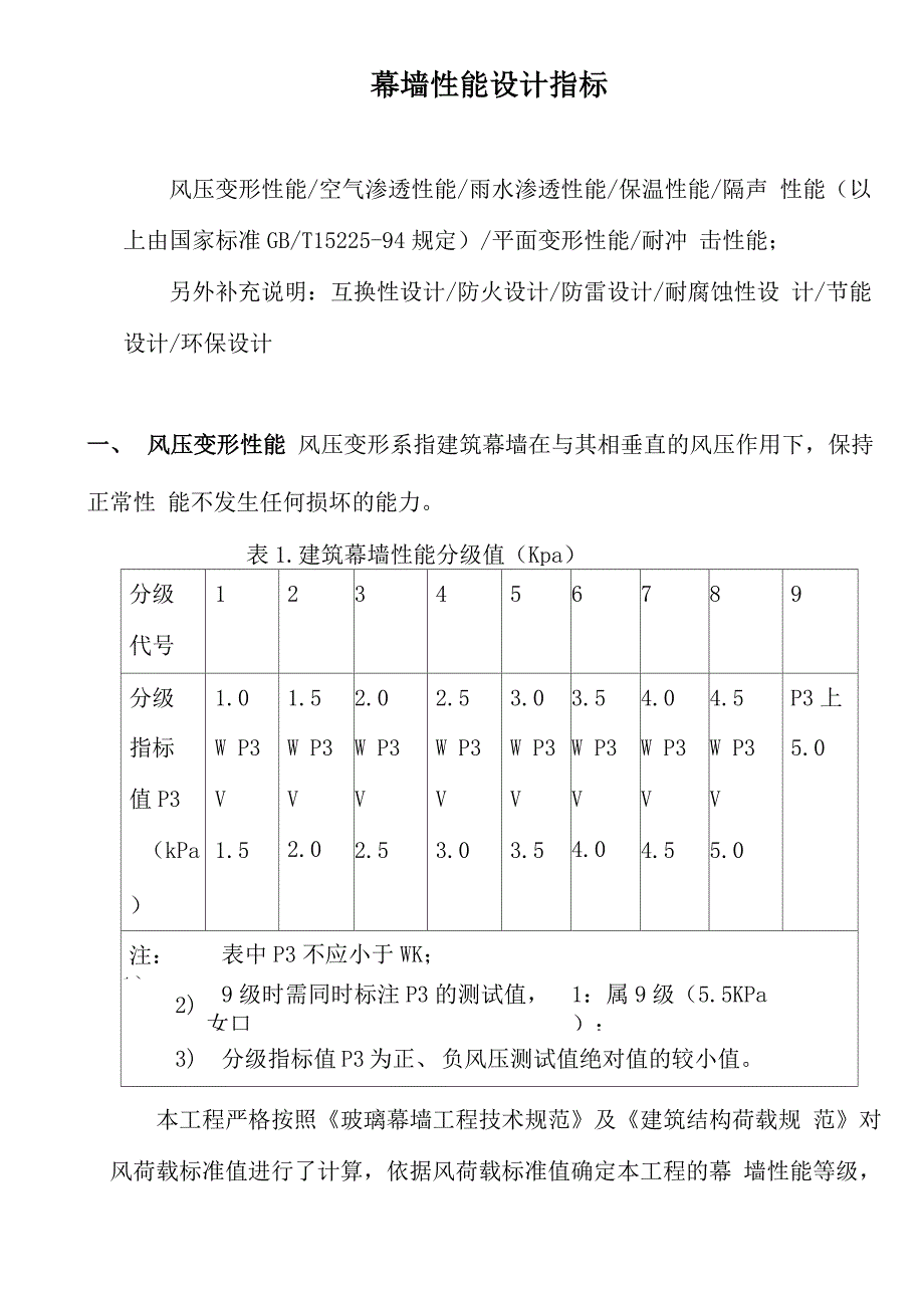 幕墙性能设计指标包括以下七个方面_第1页