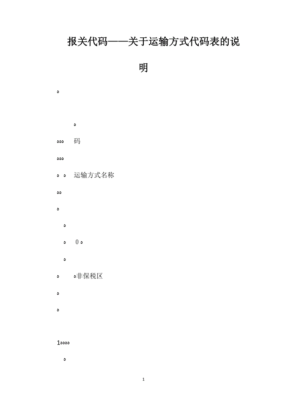 报关代码关于运输方式代码表的说明_第1页