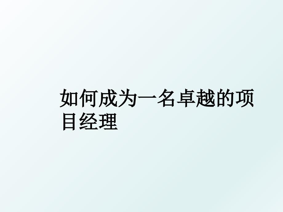 如何成为一名卓越的项目经理_第1页