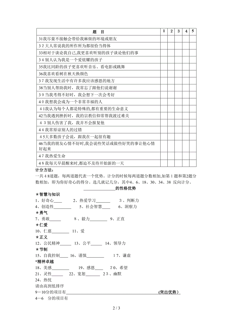 性格优势问卷调查_第2页