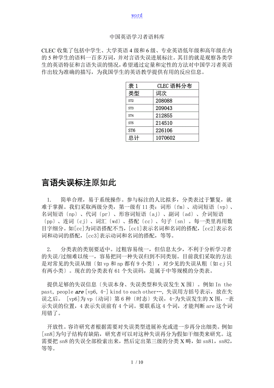 中国英语学习者语料库CLEC桂诗杨惠中_第1页