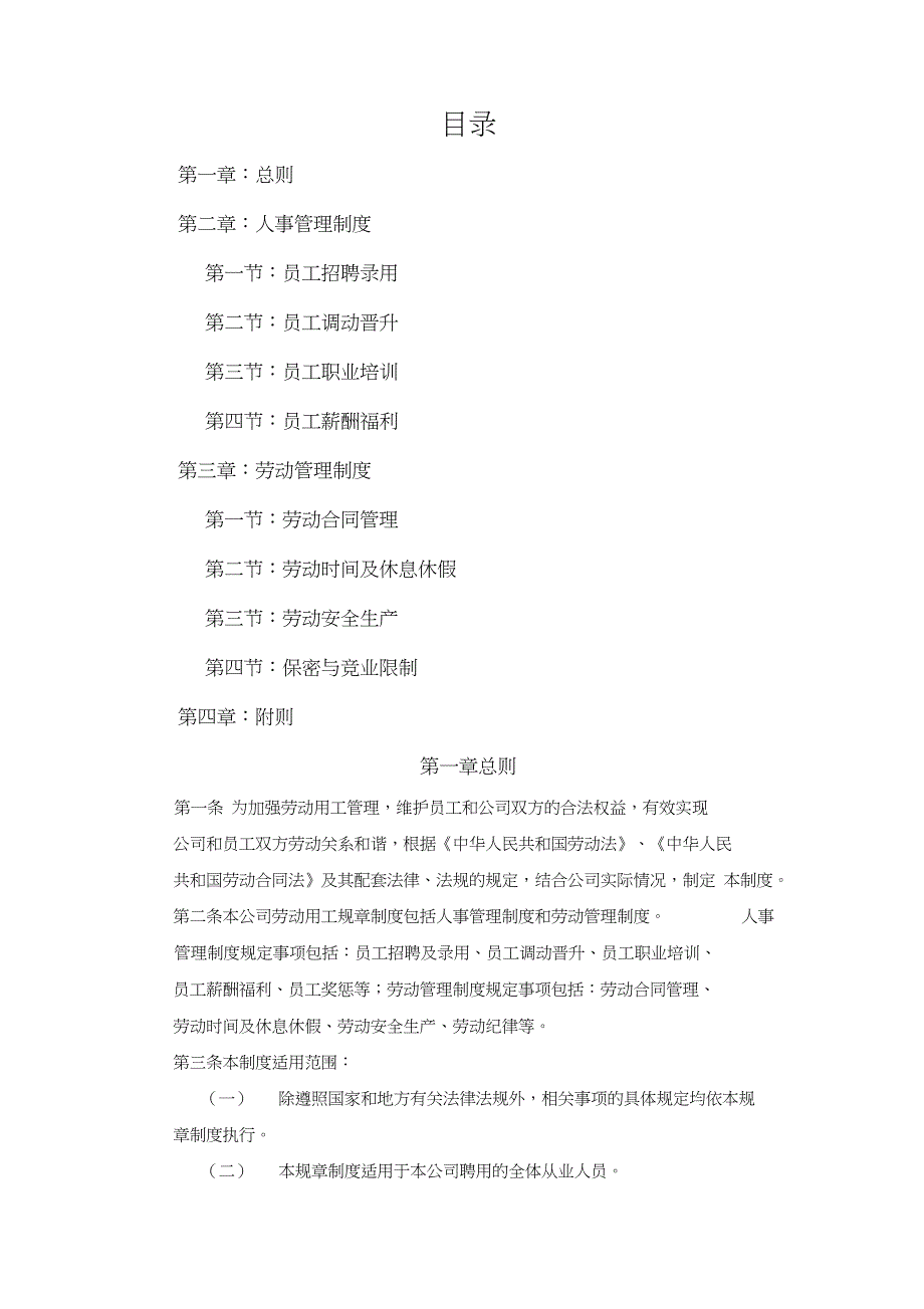 企业劳动用工规章制度范本_第2页