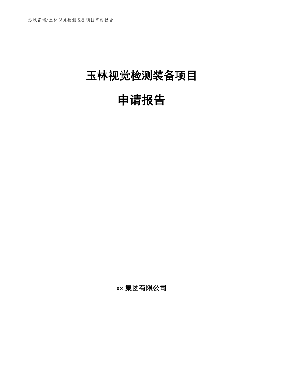 玉林视觉检测装备项目申请报告（模板）_第1页