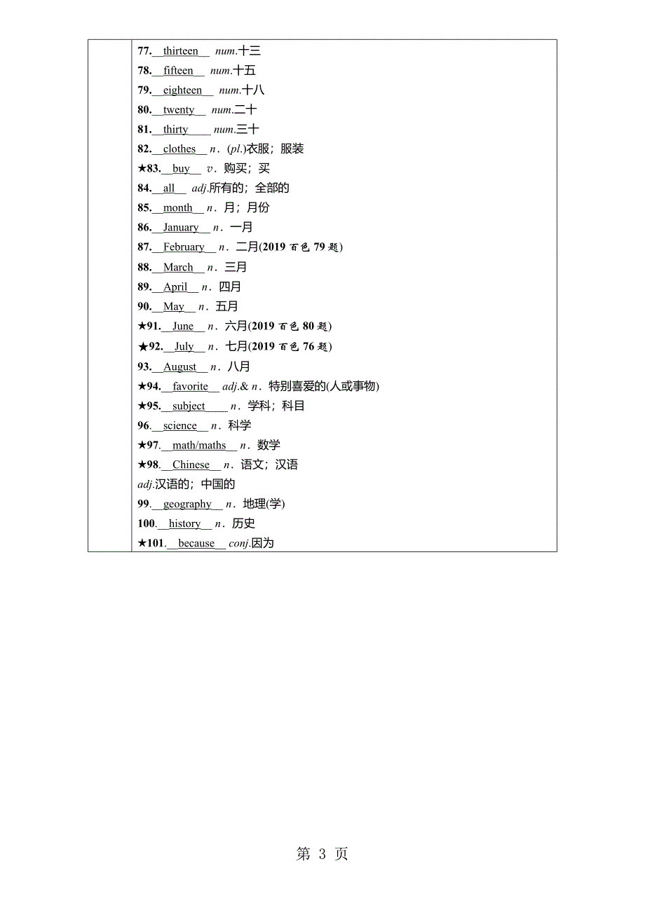 2023年百色专版九年级中考英语一轮复习教材基础知识梳理年级上Units .doc_第3页