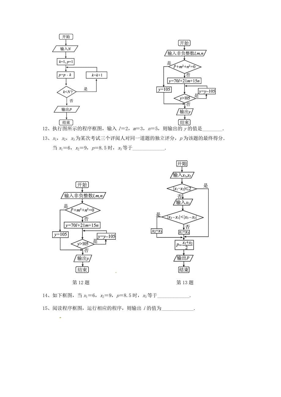 新编广东省广雅中学高考数学【第六章】算法初步、复数练习及答案_第5页