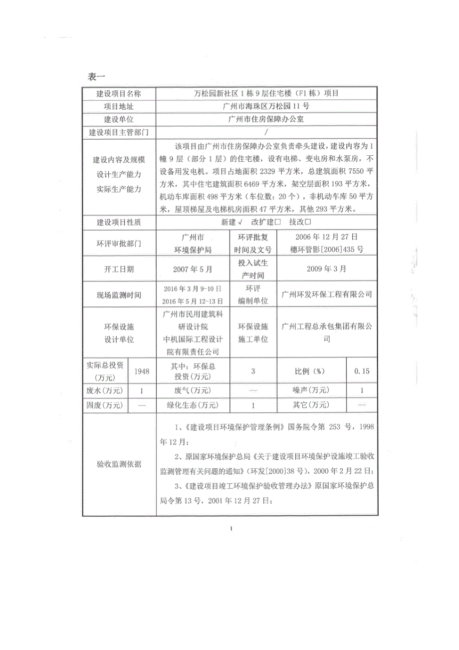 万松园新社区1栋9层住宅楼（F1栋）建设项目竣工环境保护验收_第3页