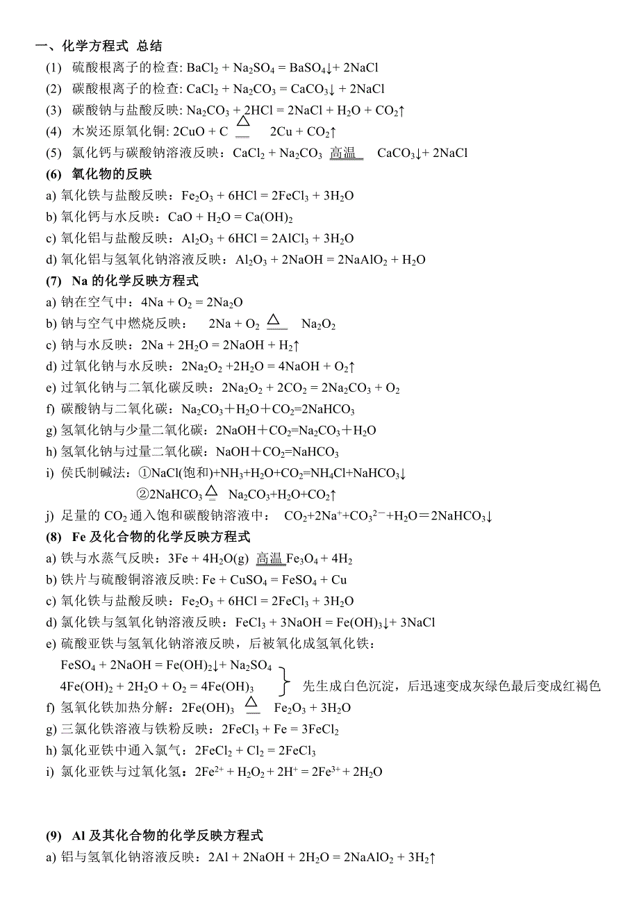 高中化学必修一方程式大全55975_第1页