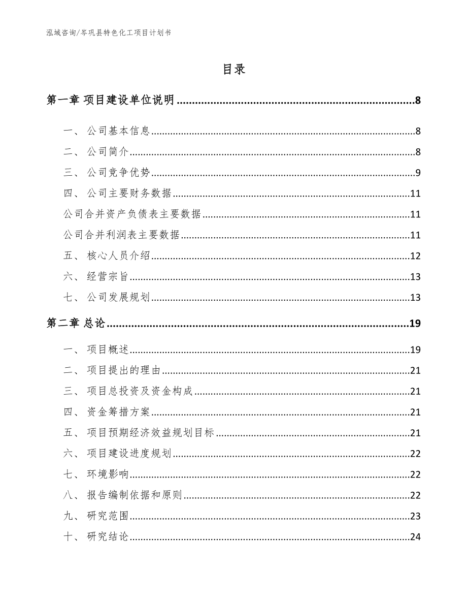 岑巩县特色化工项目计划书_第2页