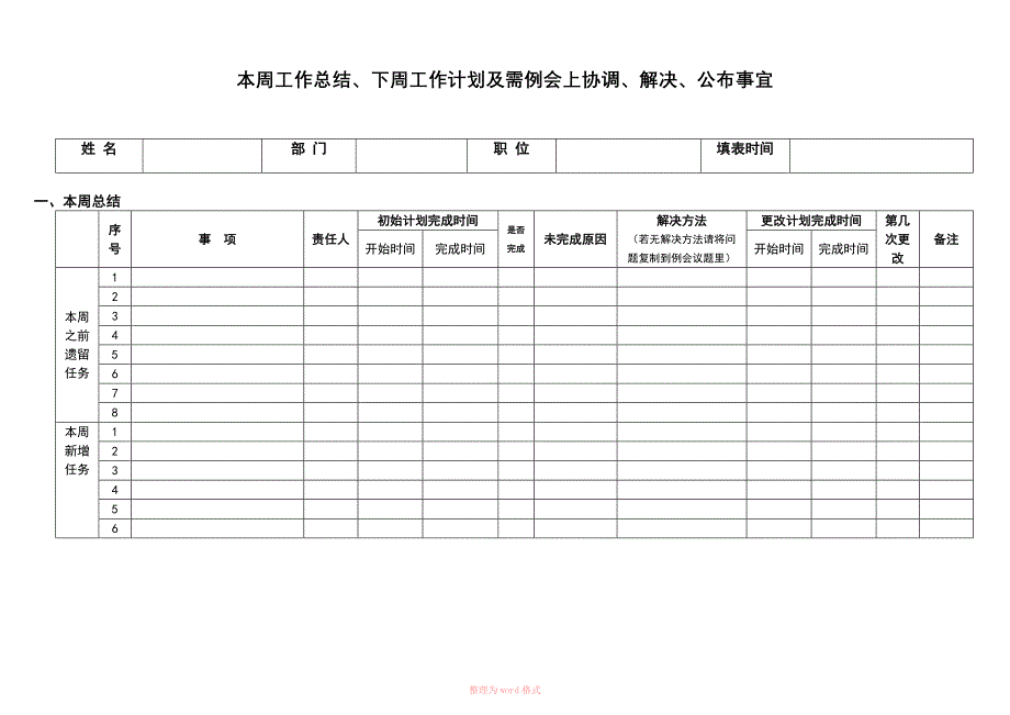 周工作总结计划表格_第1页