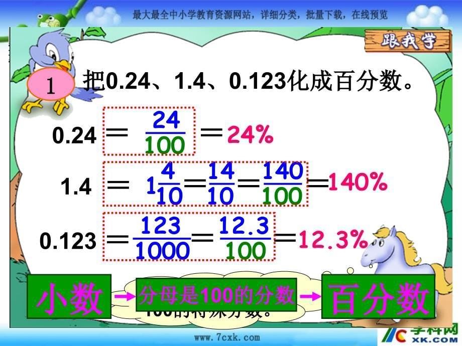 人教版学六上6.3百分数化成小数和分数ppt课件3_第5页