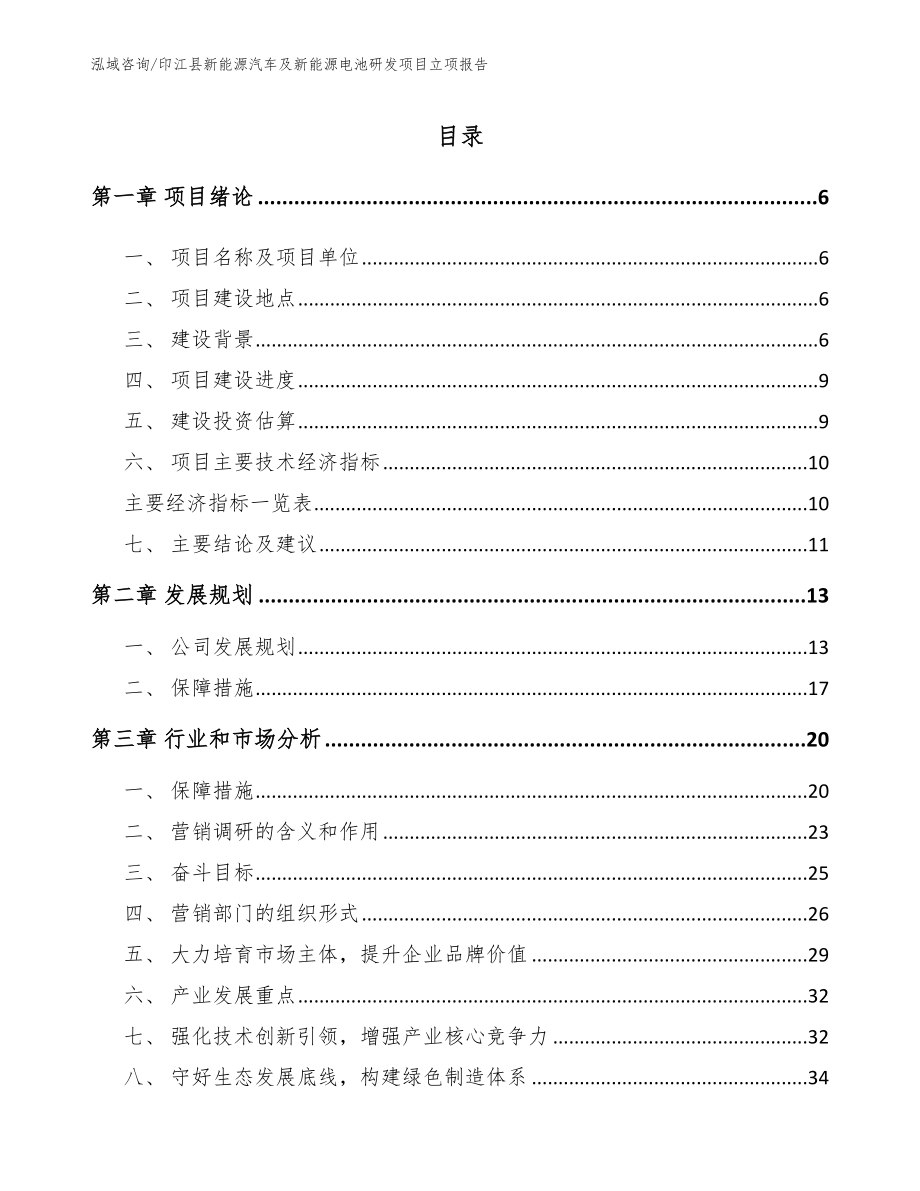 印江县新能源汽车及新能源电池研发项目立项报告【模板范本】_第1页